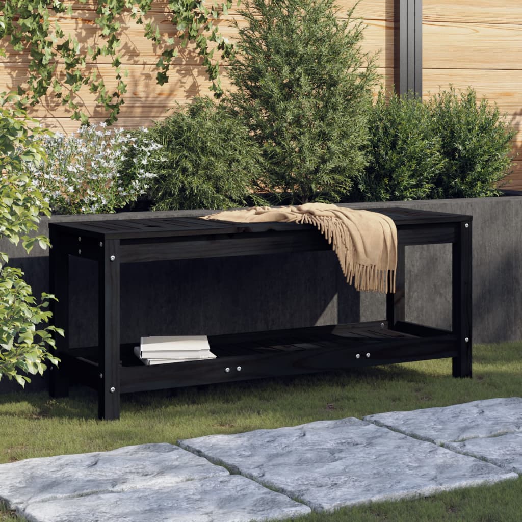 vidaXL Bancă de grădină, negru, 108x35x45 cm, lemn masiv de pin