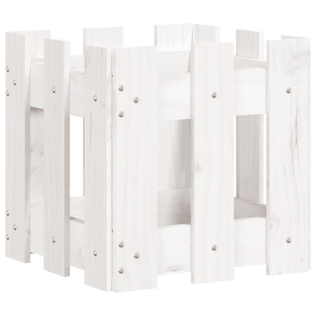 vidaXL Zahradní truhlík plotový design bílý 30x30x30 cm masiv borovice