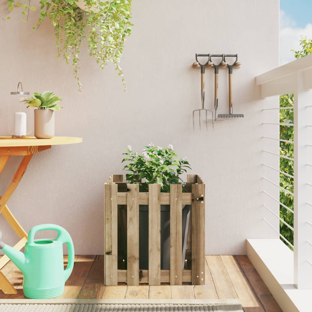 vidaXL plantekasse med stakitdesign 50x50x50 cm imprægneret fyrretræ
