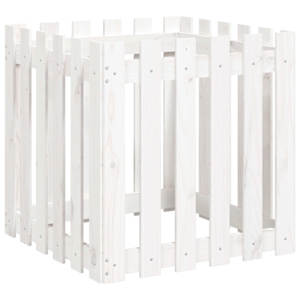 Zahradní truhlík plotový design bílý 60x60x60 cm masiv borovice - obrázek 2