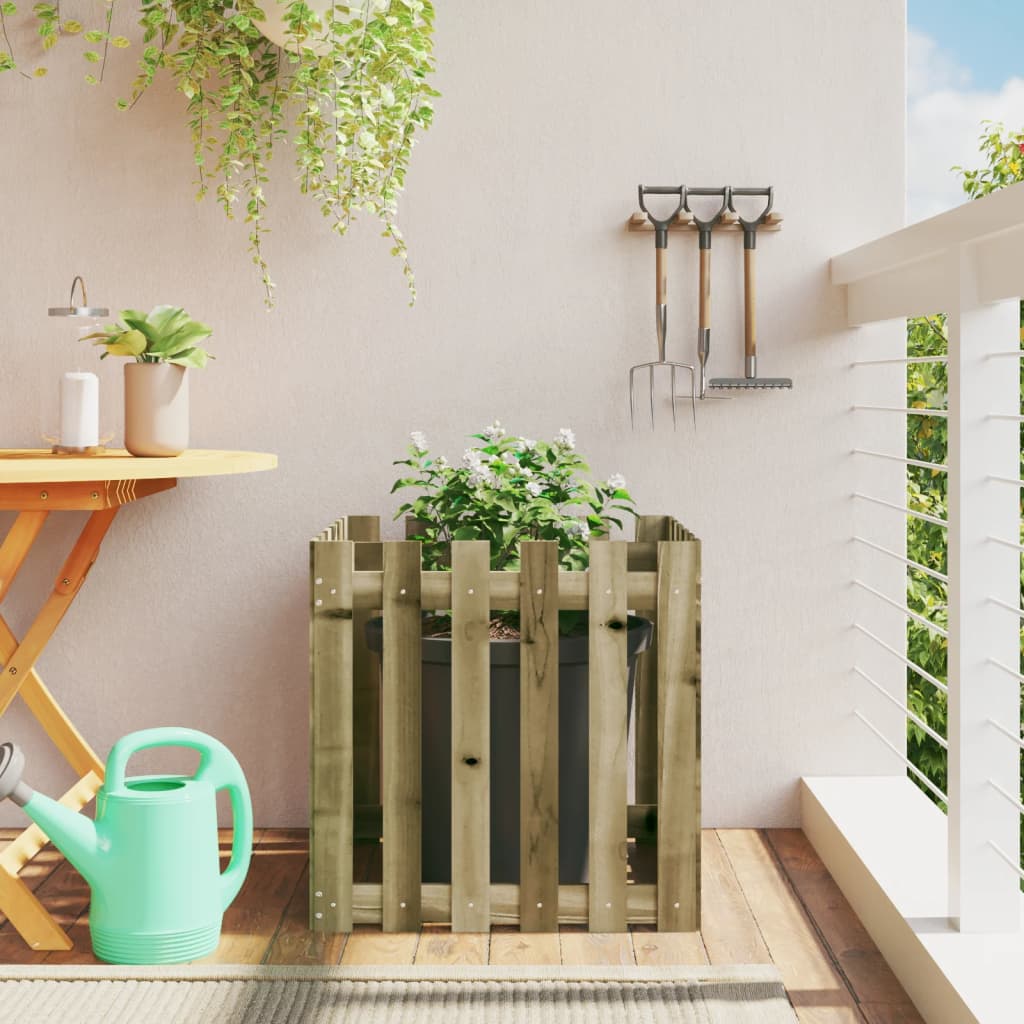vidaXL plantekasse med stakitdesign 60x60x60 cm imprægneret fyrretræ