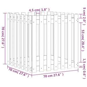 Zahradní truhlík plotový design 70x70x70 cm masivní borovice - obrázek 9