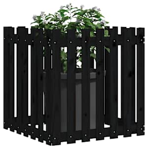 Zahradní truhlík plotový design černý 70x70x70cm masiv borovice - obrázek 3