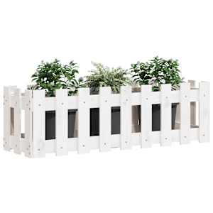 Vyvýšený záhon plotový design bílý 100x30x30 cm masiv borovice - obrázek 3