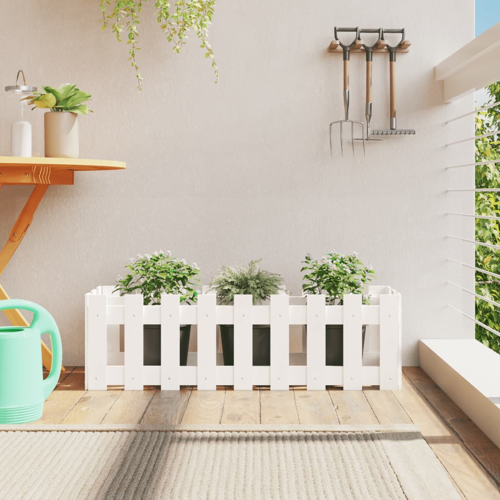 vidaXL Pat înălțat grădină design gard alb 100x30x30cm lemn pin tratat