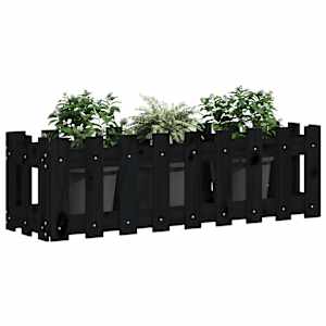 Vyvýšený záhon plotový design černý 100x30x30 cm masiv borovice - obrázek 3