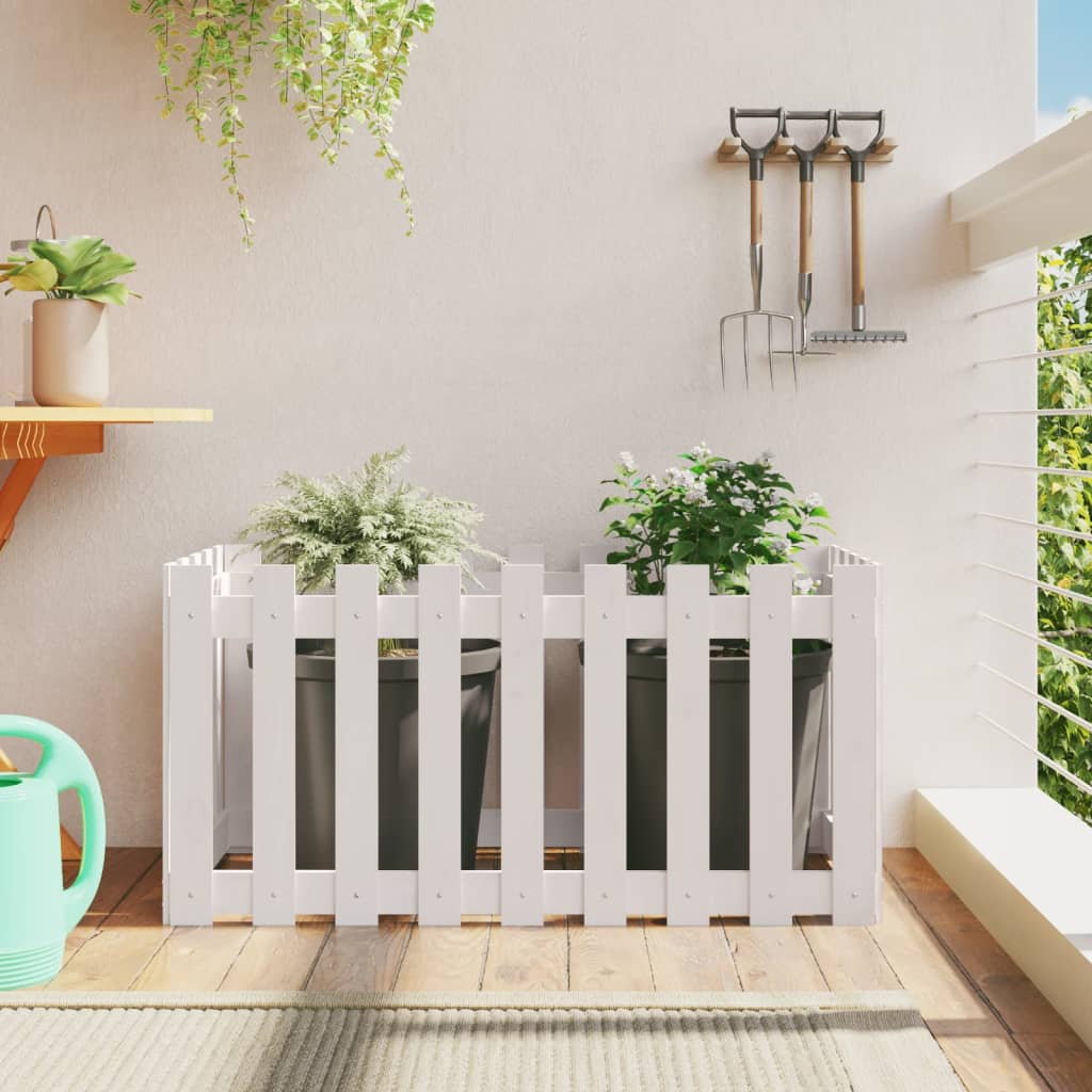 vidaXL Pat înălțat grădină design gard alb 100x50x50cm lemn pin tratat