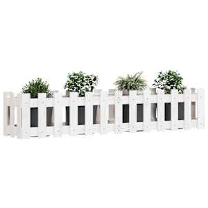 Vyvýšený záhon plotový design bílý 150x30x30 cm masiv borovice - obrázek 3
