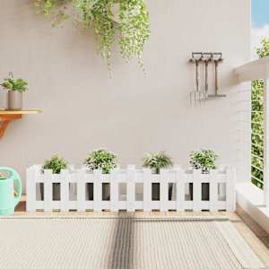 Vyvýšený záhon plotový design bílý 150x30x30 cm masiv borovice - obrázek 1