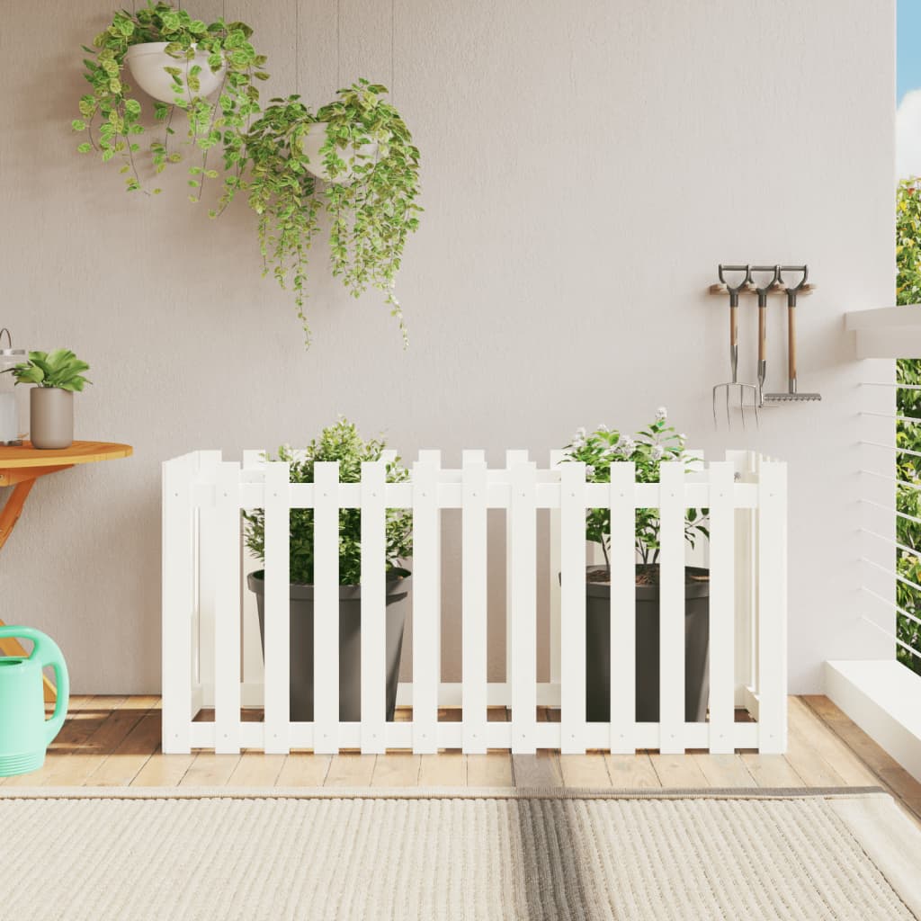 vidaXL Pat înălțat grădină design gard alb 150x50x70cm lemn pin tratat