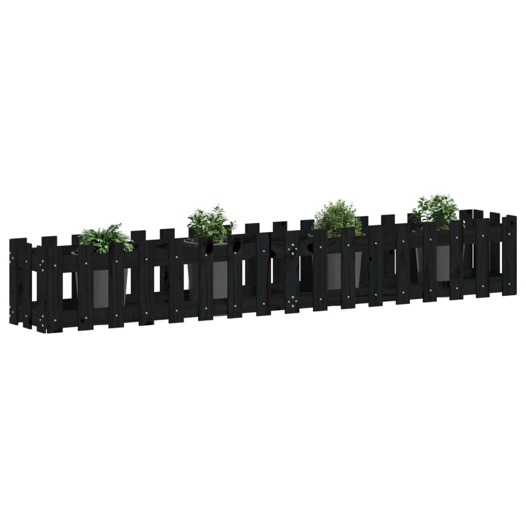 Thumbnail - vidaXL Hochbeet Latten-Design Schwarz 200x30x30 cm Massivholz Kiefer