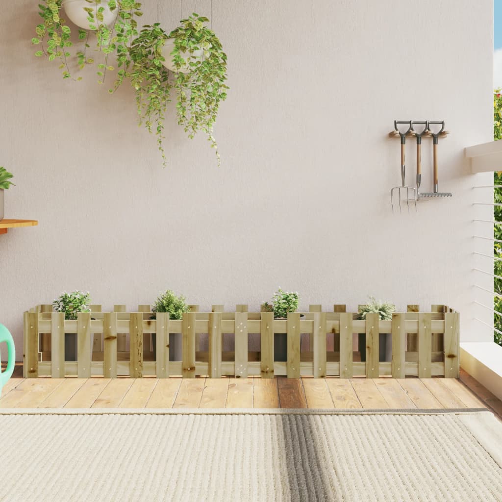 vidaXL Pat înălțat grădină design gard 200x30x30 cm lemn impregnat pin