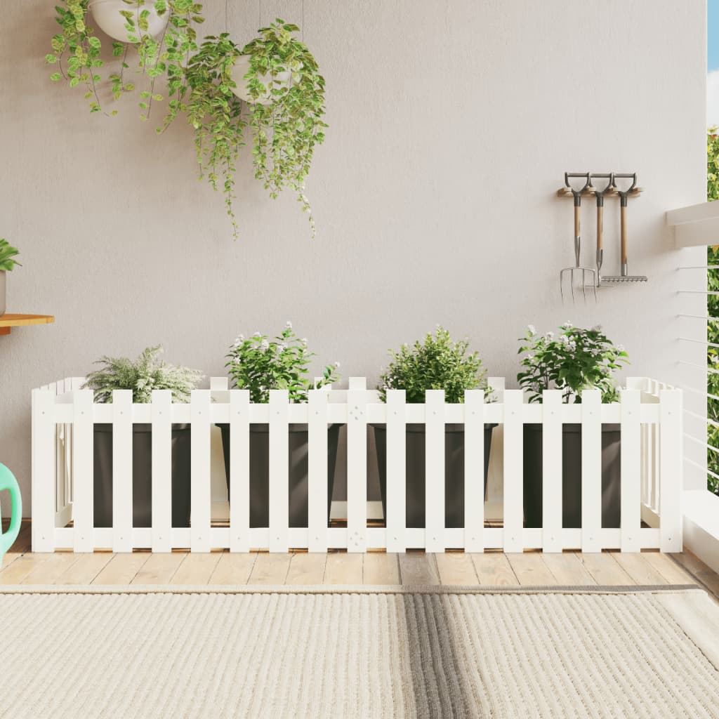 vidaXL Pat înălțat grădină design gard alb 200x50x50cm lemn pin tratat