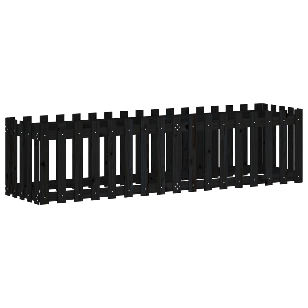 Thumbnail - vidaXL Hochbeet Latten-Design Schwarz 200x50x50 cm Massivholz Kiefer