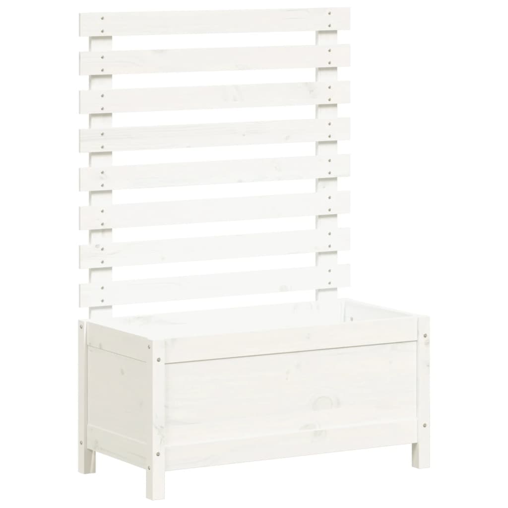 vidaXL Zahradní truhlík s mřížkou bílý 79x39,5x114 cm masivní borovice