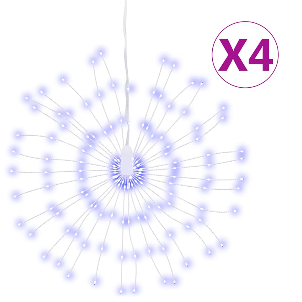 Thumbnail - vidaXL Weihnachtsbeleuchtungen Feuerwerk 4 Stk. 140 LEDs Blau 17cm