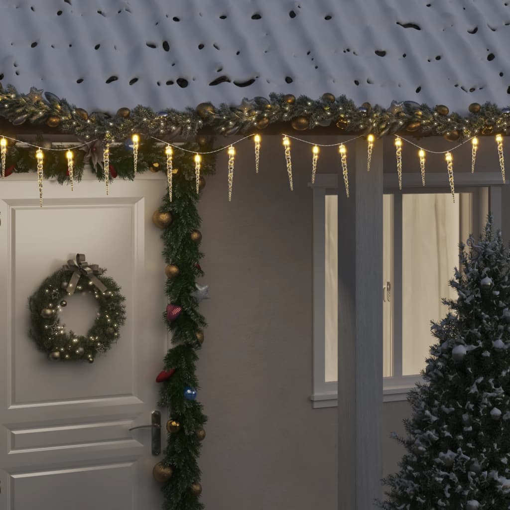 vidaXL Luminițe de Crăciun țurțuri 100 LED-uri alb cald 10 m PVC acril