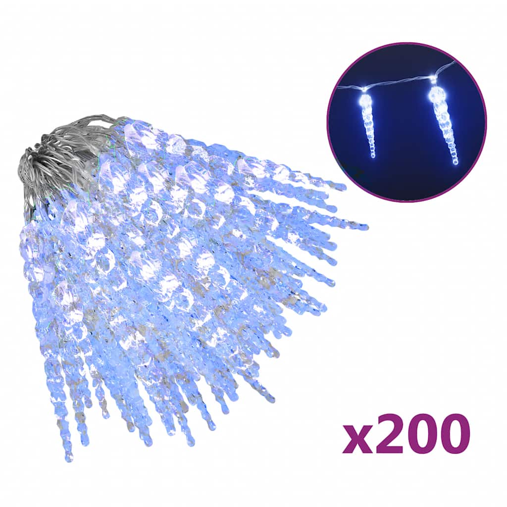 vidaXL Vianočné svietiace cencúle 200 LED teplé biele 20 m akryl. PVC