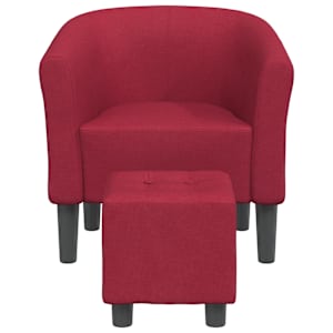Klubové křeslo s podnožkou vínové textil - obrázek 3