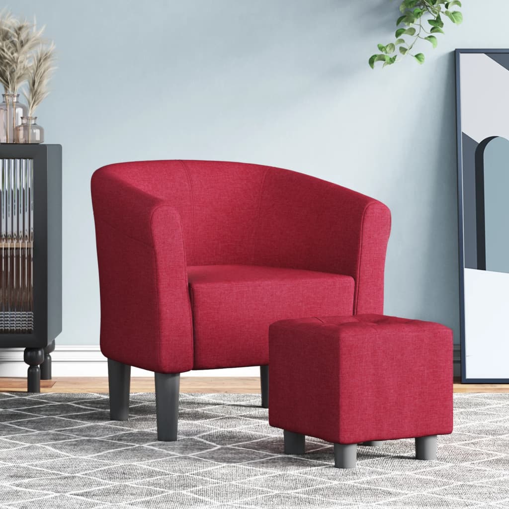 vidaXL Fauteuil cabriolet avec repose-pied rouge bordeaux tissu