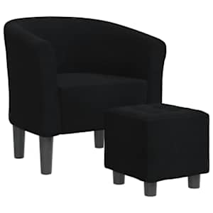 Klubové křeslo s podnožkou černé textil - obrázek 2