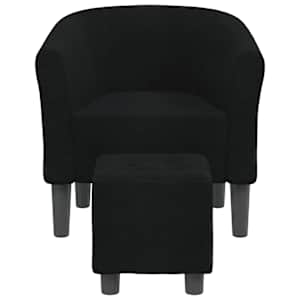 Klubové křeslo s podnožkou černé textil - obrázek 3