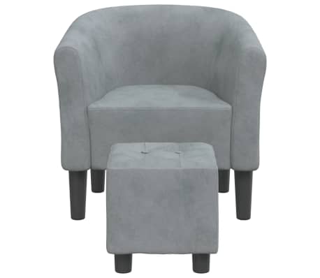 vidaXL Sill&oacute;n con taburete terciopelo gris oscuro