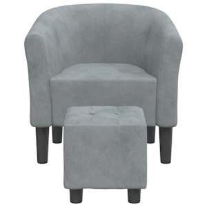 vidaXL Sill&oacute;n con taburete terciopelo gris oscuro