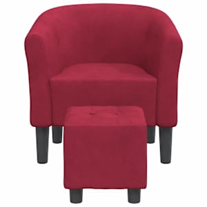 Klubové křeslo s podnožkou vínové samet - obrázek 3