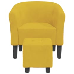 vidaXL Fotelj s stolčkom za noge rumen žamet
