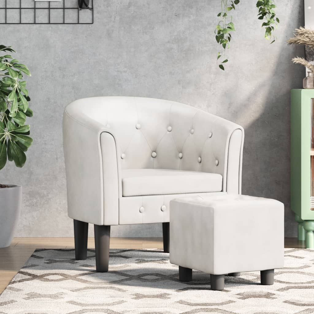 vidaXL Fauteuil cabriolet avec repose-pied blanc similicuir