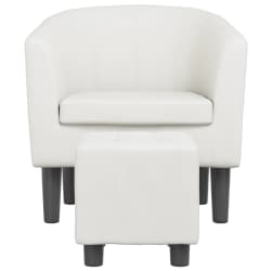 vidaXL Poltrona com apoio de p&eacute;s couro artificial branco