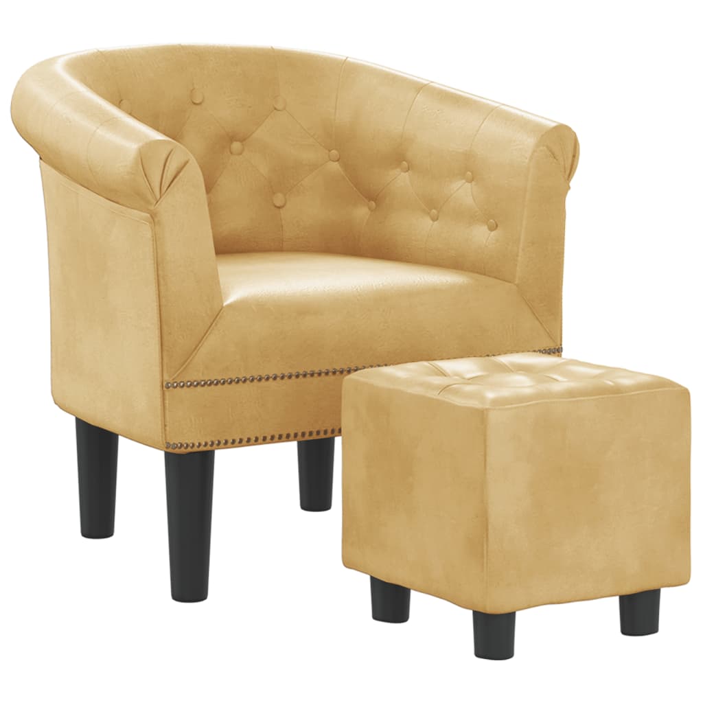 Image of vidaXL Tub Chair with Footstool Gold Faux Leather