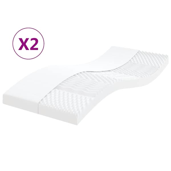 vidaXL poroloonmadratsid 2 tk, valge 90x200 cm 7 tsooni k&otilde;vadus 20 ILD