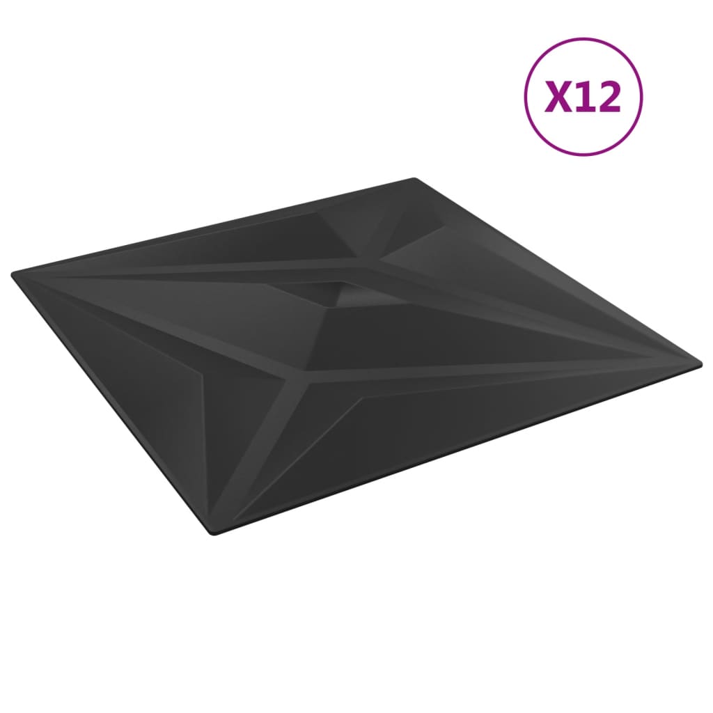 Thumbnail - vidaXL Wandpaneele 12 Stk. Schwarz 50x50 cm XPS 3 m² Stern