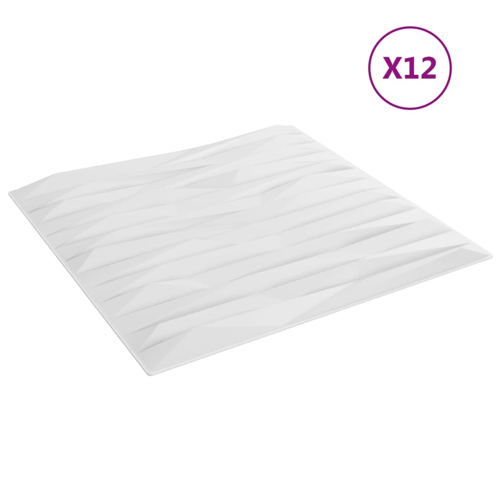 vidaXL Nástenné panely 12 ks, biele 50x50 cm, XPS 3 m² kameň