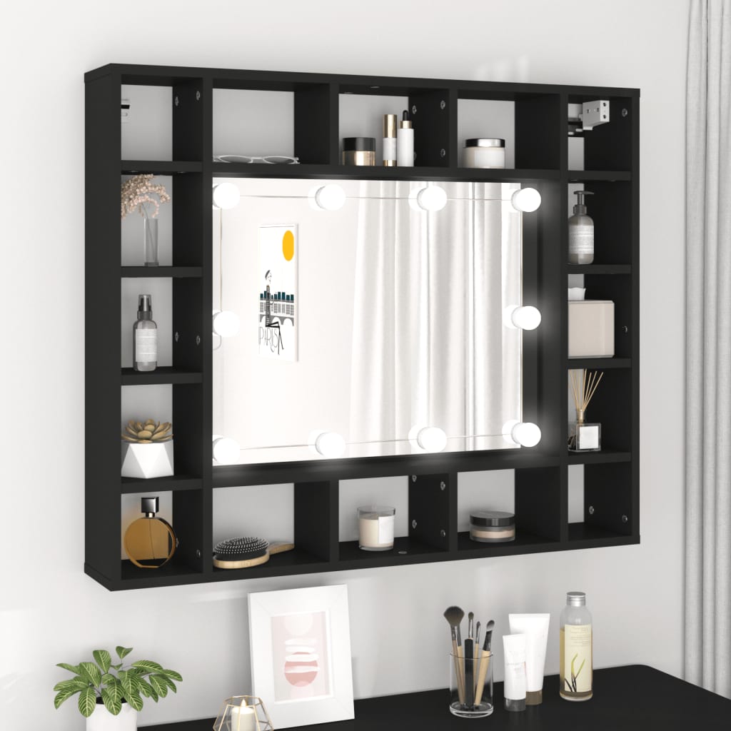  Mirror Cabinet with LED Cosmetic Mirror Cabinet Bedroom Storage Cabinet vidaXL