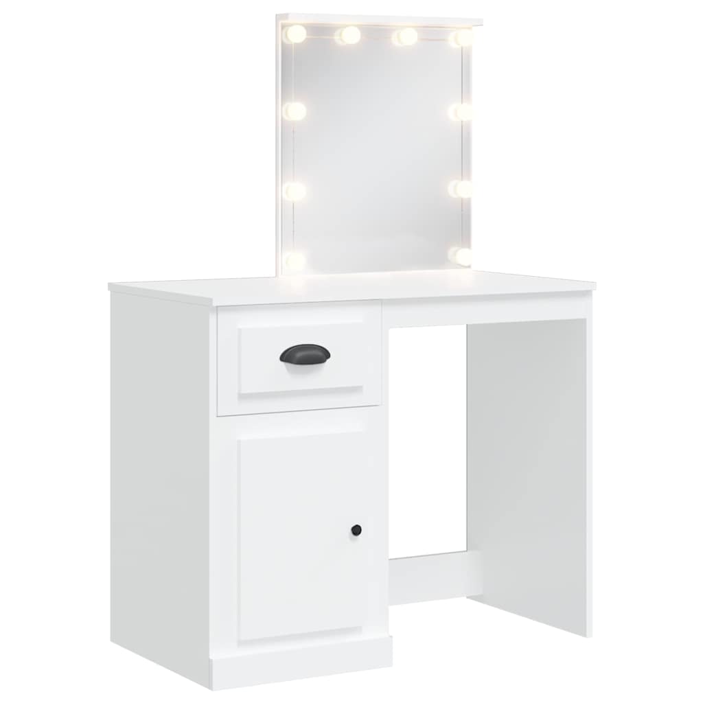 vidaXL Toaletní stolek s LED osvětlením bílý 90 x 42 x 132,5 cm
