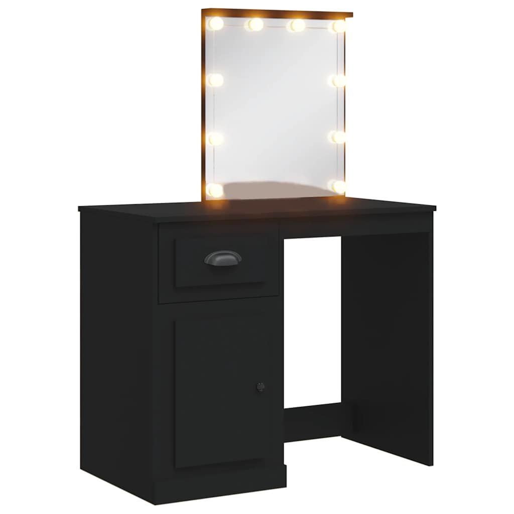 Thumbnail - vidaXL Schminktisch mit LED-Leuchten Schwarz 90x42x132,5 cm