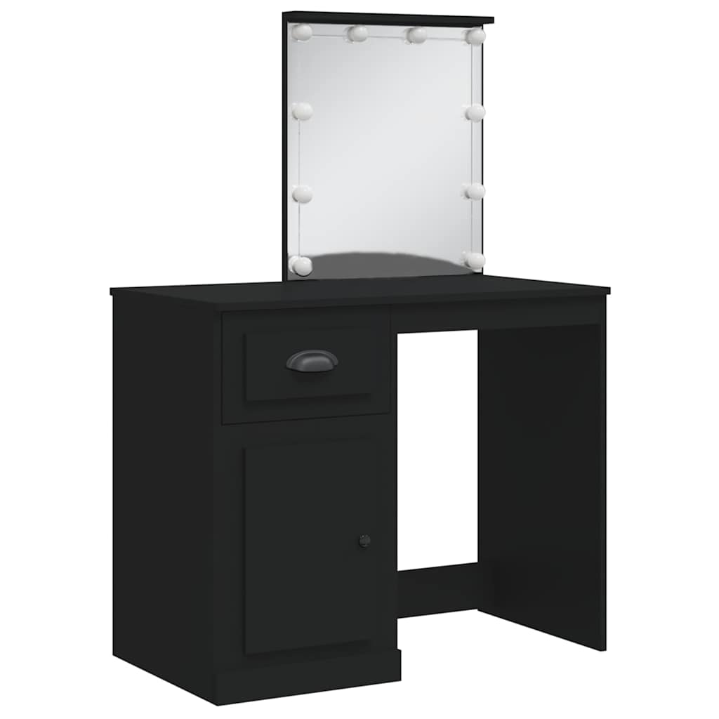 Thumbnail - vidaXL Schminktisch mit LED-Leuchten Schwarz 90x42x132,5 cm