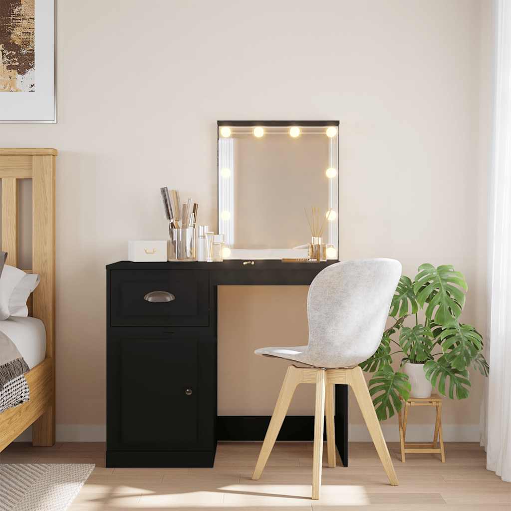 Thumbnail - vidaXL Schminktisch mit LED-Leuchten Schwarz 90x42x132,5 cm