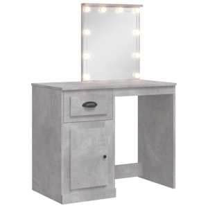 vidaXL LED-valgustusega tualettlaud, betoonhall, 90 x 42 x 132,5 cm