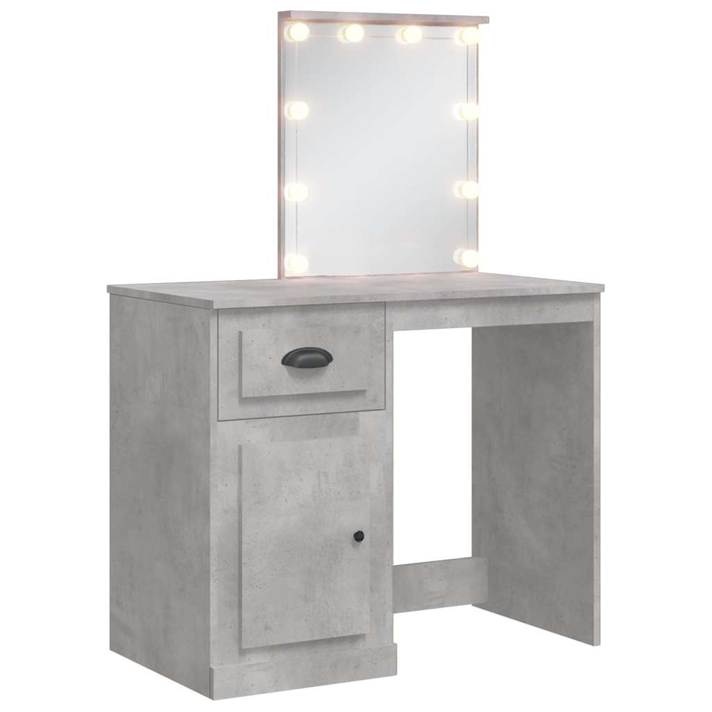 vidaXL Toaletní stolek s LED osvětlením betonově šedý 90x42x132,5 cm