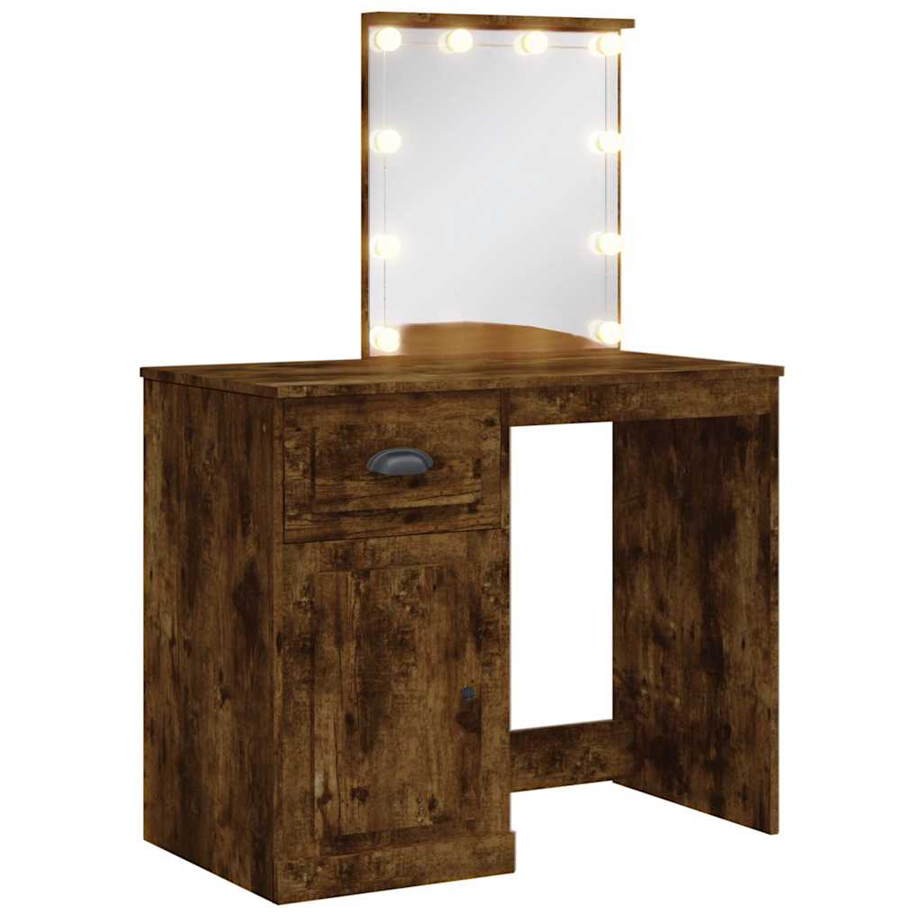 vidaXL Kaptafel met LED-verlichting 90x42x132,5 cm gerookt eikenkleur
