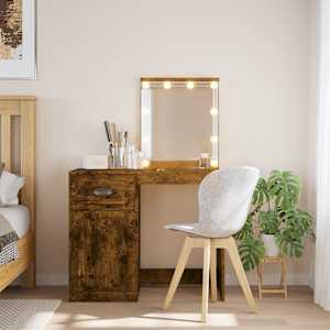 Toaletní stolek s LED osvětlením kouřový dub 90 x 42 x 132,5 cm - obrázek 1