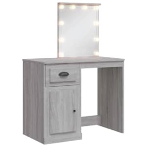 vidaXL LED-valgustusega tualettlaud, hall Sonoma tamm, 90x42x132,5 cm