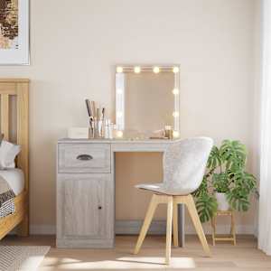 Toaletní stolek s LED osvětlením šedý sonoma 90 x 42 x 132,5 cm - obrázek 1