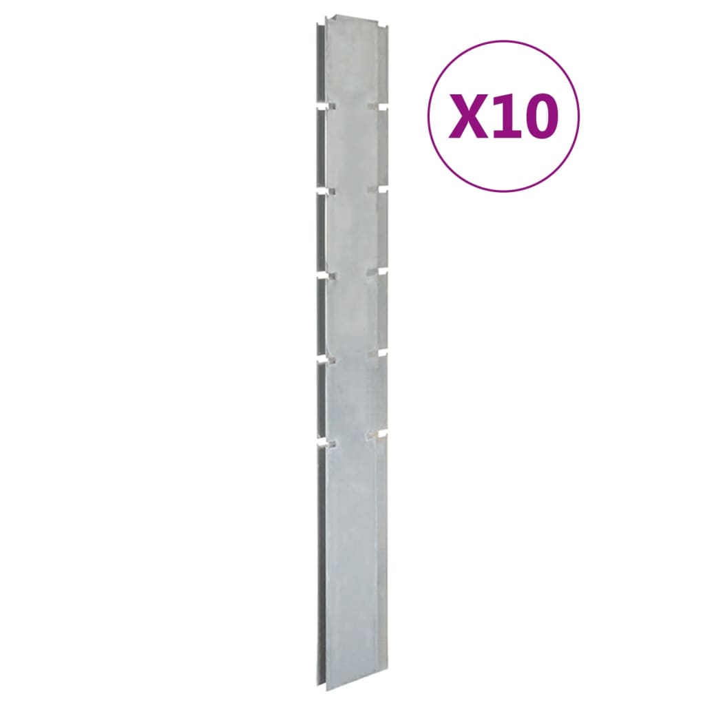 vidaXL PlotovĂ© sloupky 10 ks stĹ™Ă­brnĂ© 160 cm pozinkovanĂˇ ocel