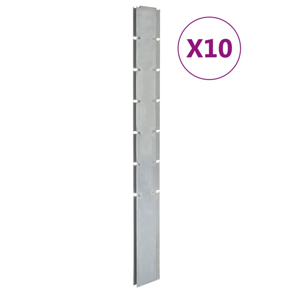 vidaXL Plotové sloupky 10 ks stříbrné 180 cm pozinkovaná ocel