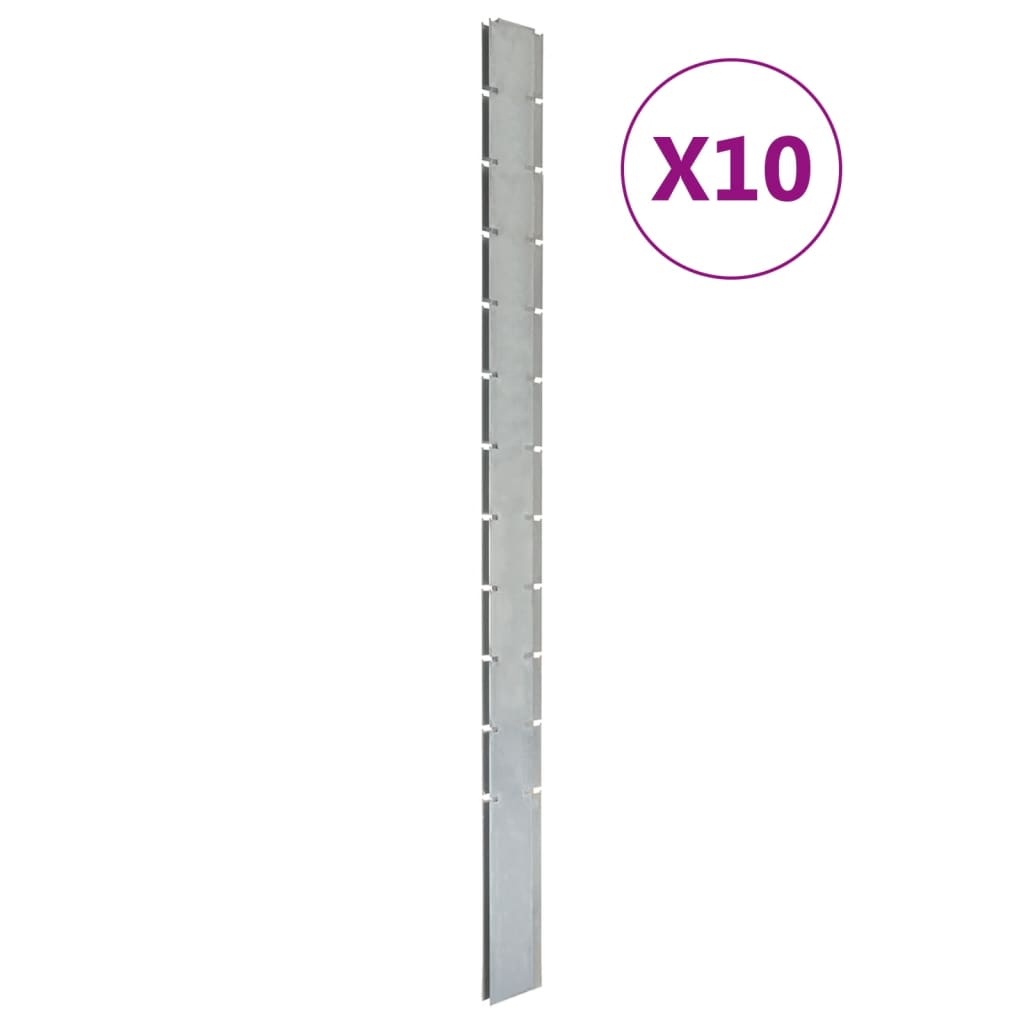 Poteaux de clôture 10 pcs argenté 280 cm acier galvanisé